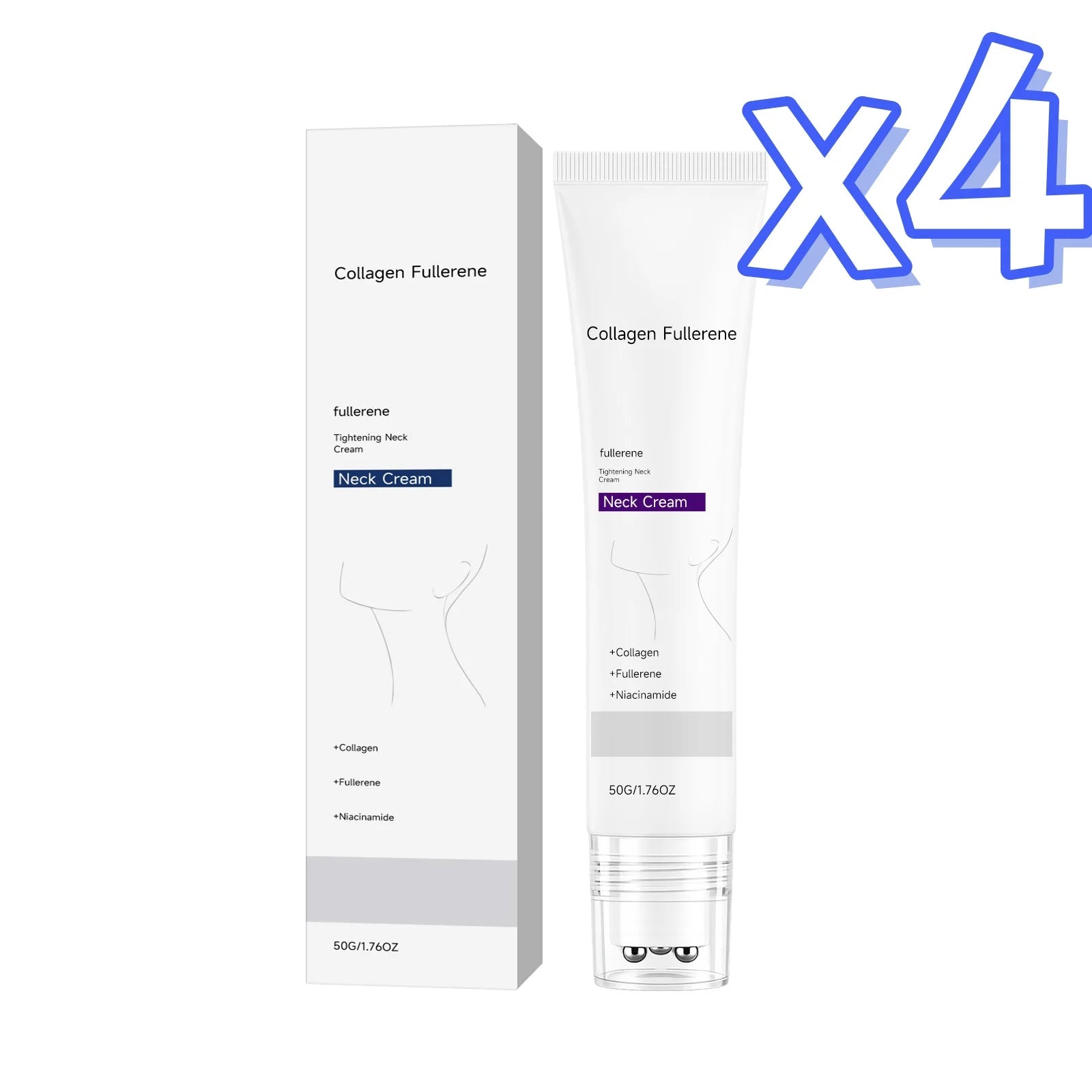 Collagen Neck Cream – Firming, Lifting & Wrinkle Reduction Neck Firming Cream Zpaxo 50g Boxed x 4pcs