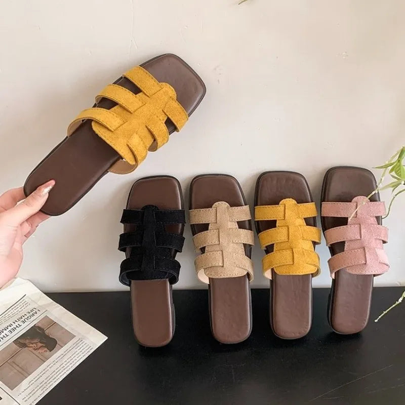 Summer New Women Slippers Flat Bottom Non-slip Outdoor Open Toe Beach Female Sandals Sexy Fashion Design Slides Woman Shoes Zpaxo