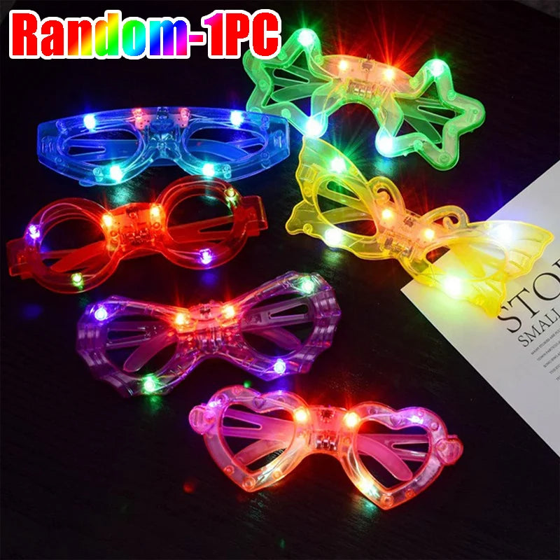 LED Flashing Multi Party Star Glasses Neon Light Up Sunglasses