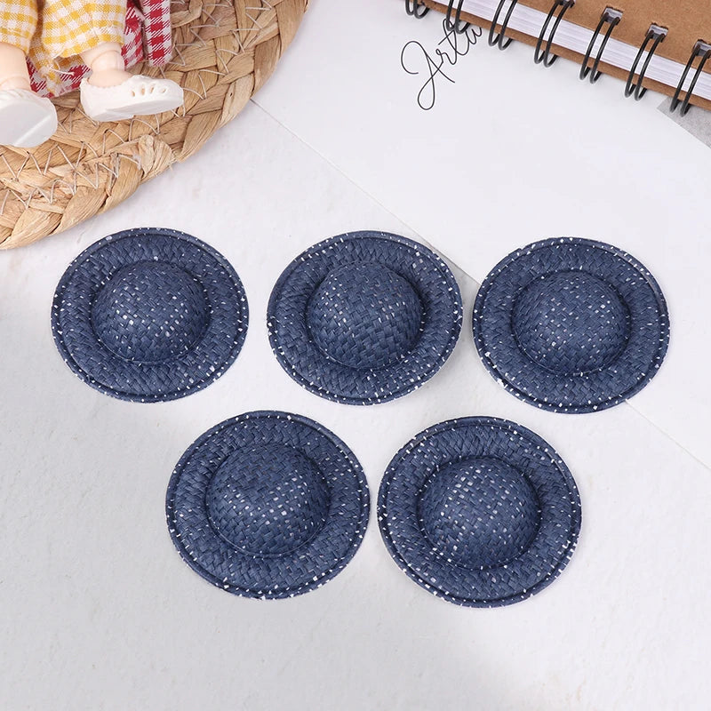Miniature Doll Straw Hats Dollhouse Decor Children Pretend Play Toys Zpaxo Navy