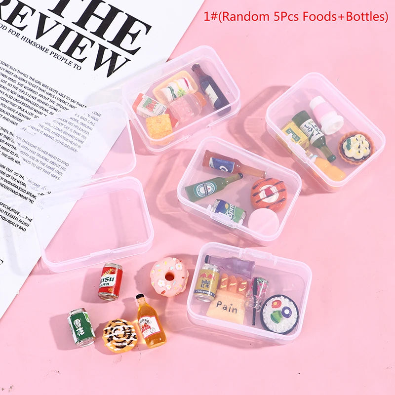 5Pcs1 12 Dollhouse Mini Drink Bottle Food Dessert Plate Pretend Play Zpaxo 1