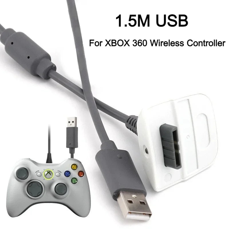 1 5M Games USB Play Charging Charger Cable Cord XBOX 360 Wireless