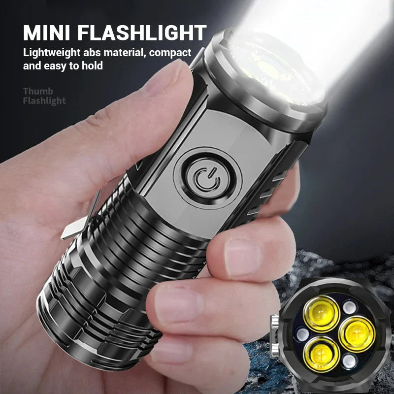 Mini USB Rechargeable LED Flashlight – Pen Clip & Magnet