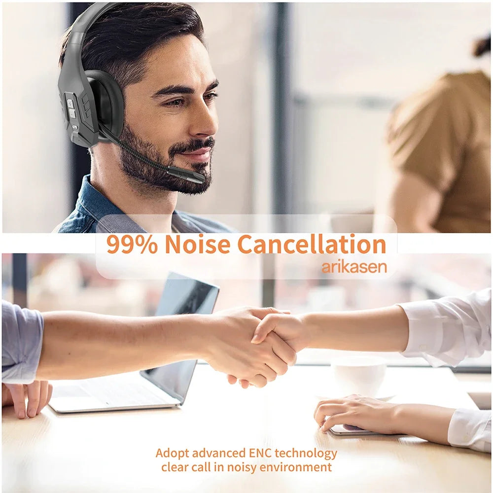 Trucker Bluetooth Headset Tri-mic Noise Cancelling Mute Button 65Hrs
