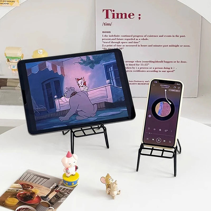 Small Chair Design Iron Mobile Phone Holder Racks Stand Simple Student Creative Desktop Ornaments Home Accessories Zpaxo