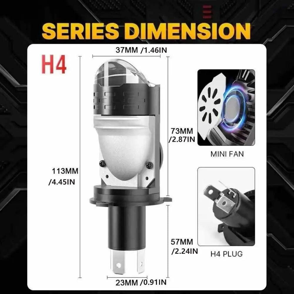 High Power H4 LED Projector Len Super Bright High Low Light H4 LED Headlight Bulbs Waterproof Direct Insertion Zpaxo
