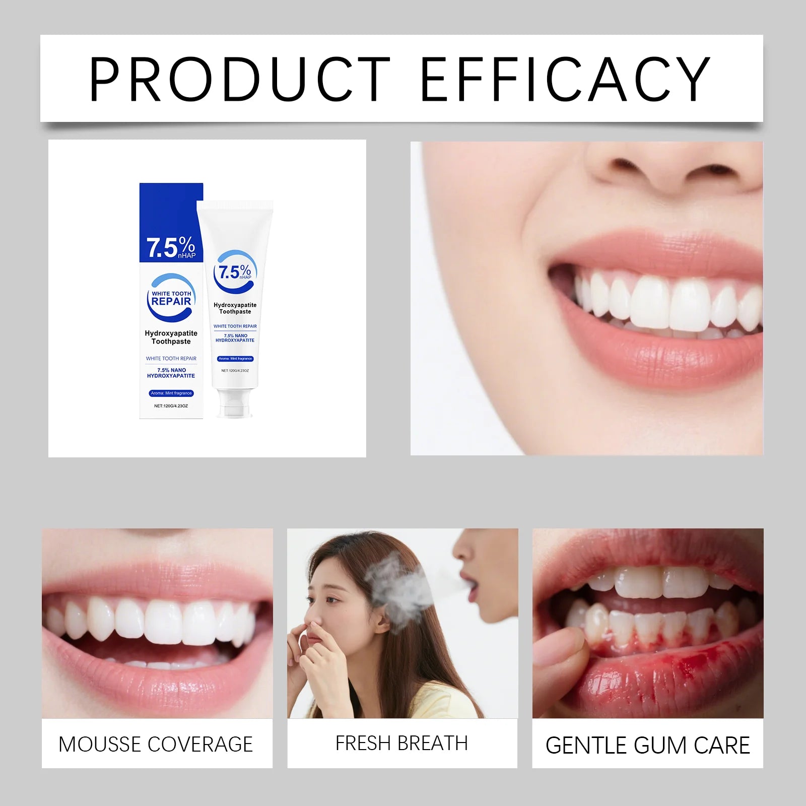 Peppermint Hydroxyapatite Toothpaste – Whitening & Enamel Care Whitening Toothpaste Zpaxo
