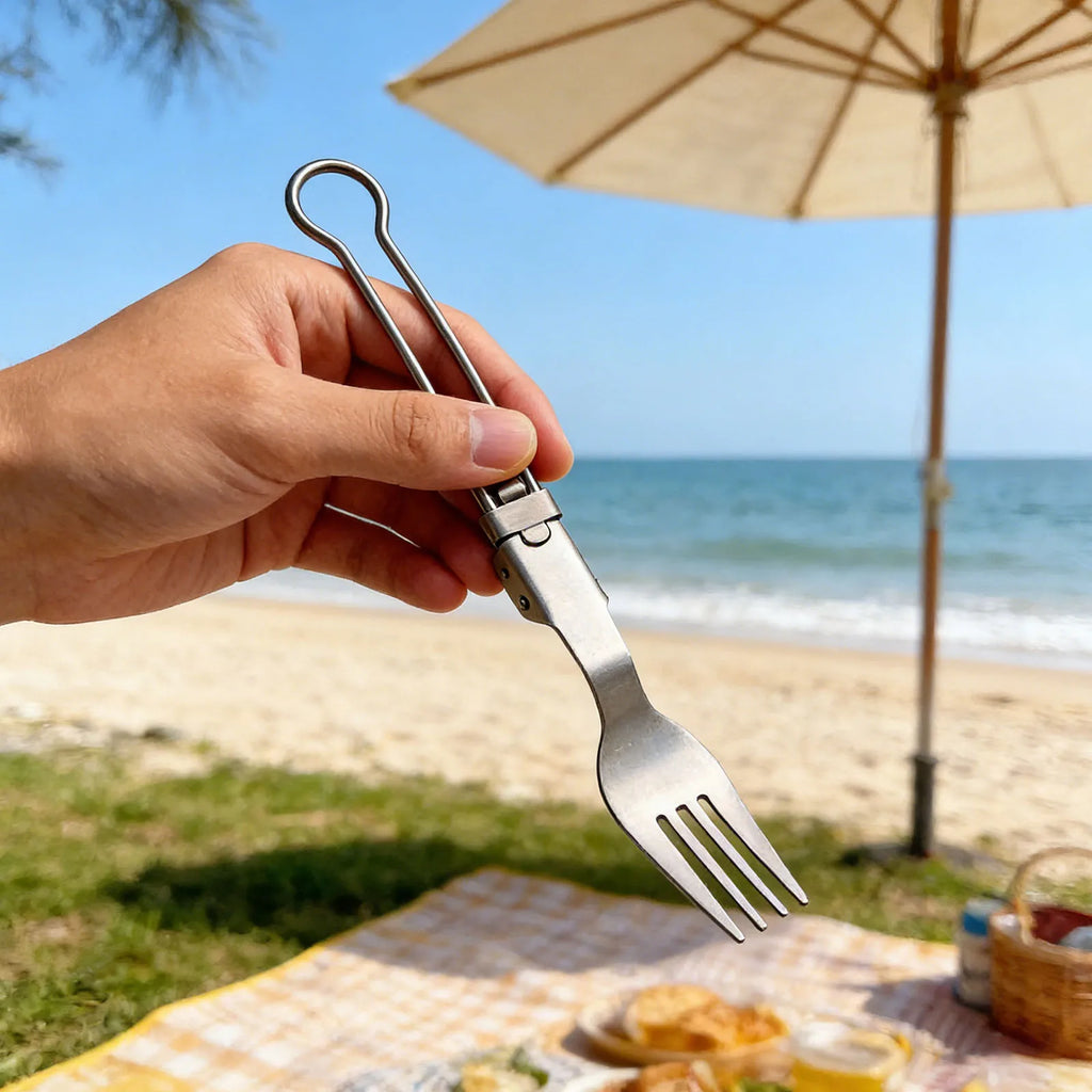 Titanium Foldable Cutlery Ultralight Portable Tableware Locking