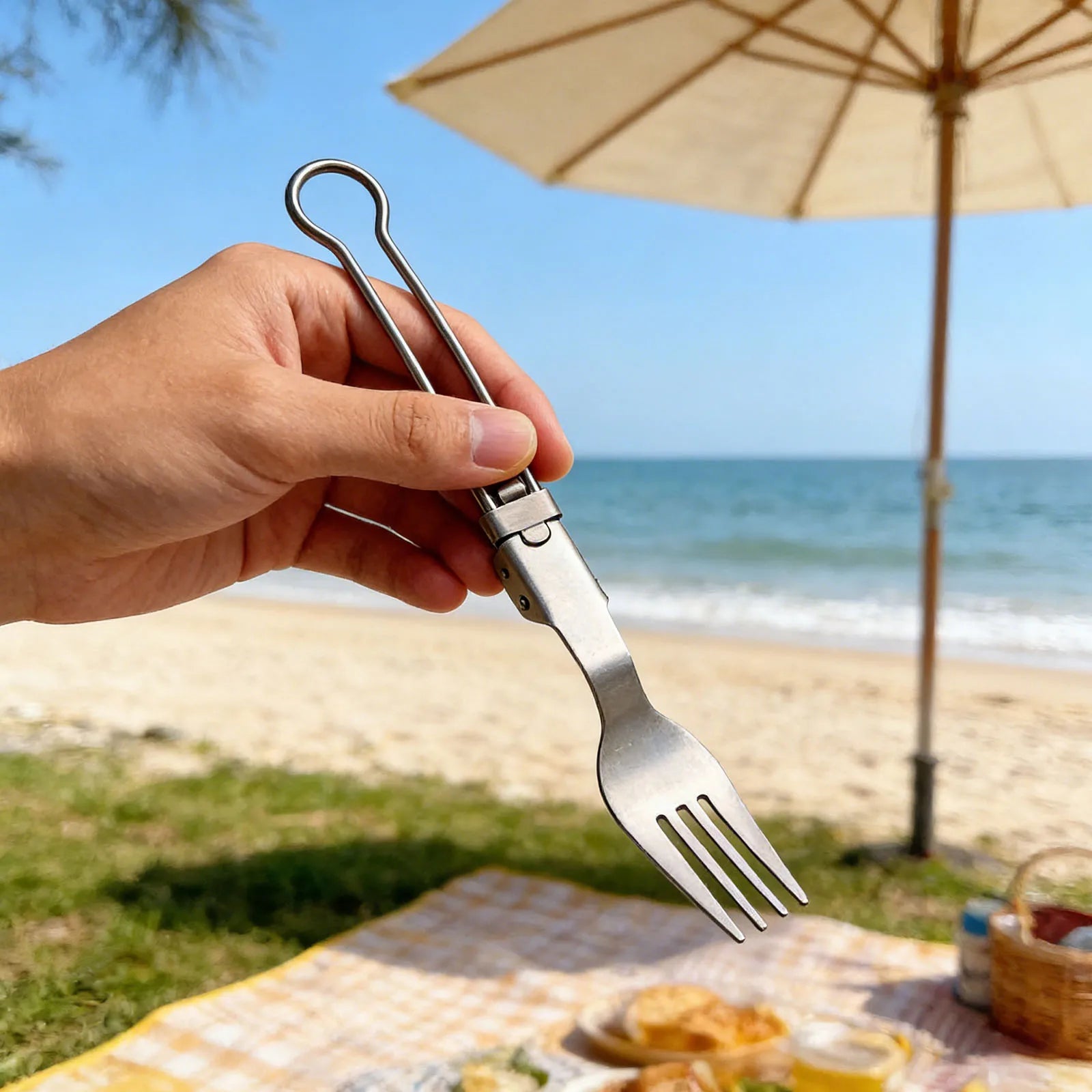 Titanium Foldable Cutlery Ultralight Portable Tableware Locking