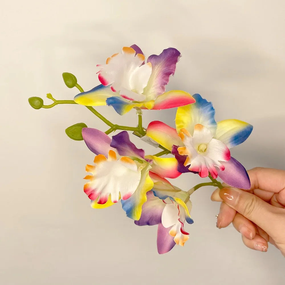 Popular Orchid Flower Fairy Hairpins Spring Summer Artificial Flowers Floral Barrette Wedding Party Hair Clips for Women Girls Zpaxo Colorful 2