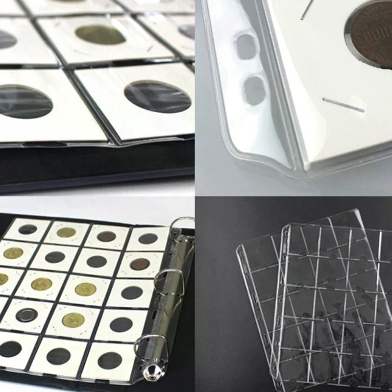 For Coin Collection PVC Page Album Practical Page Coin Holder Sheet Clear Organization 1 Sheet For 50mm Coins Zpaxo