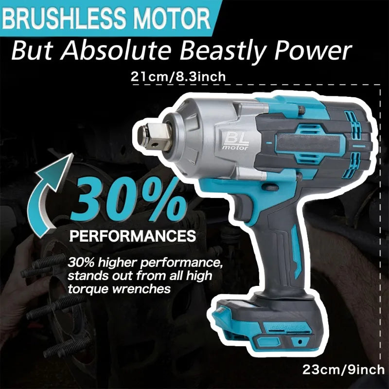 2100N M Brushless Cordless Electric Impact Wrench Rechargeable 3 4
