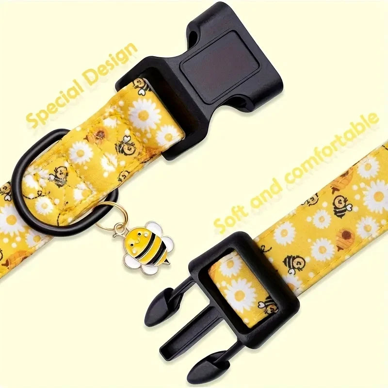 Cute Little Bee Printed Dog Collar Fashionable Wasp Design