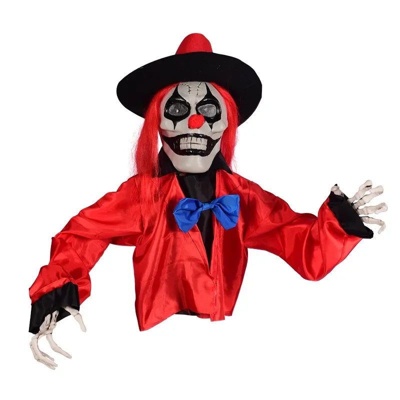 Spooky Clown Ghost Lawn Stake Glowing LED Eyes Creepy Halloween Yard