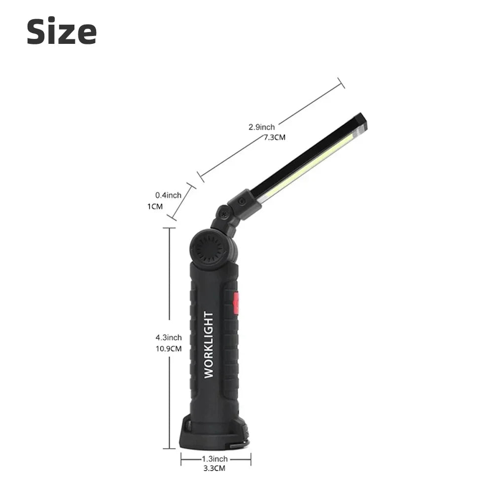 Rechargeable COB LED Work Light – 5 Modes, Magnet & Hook