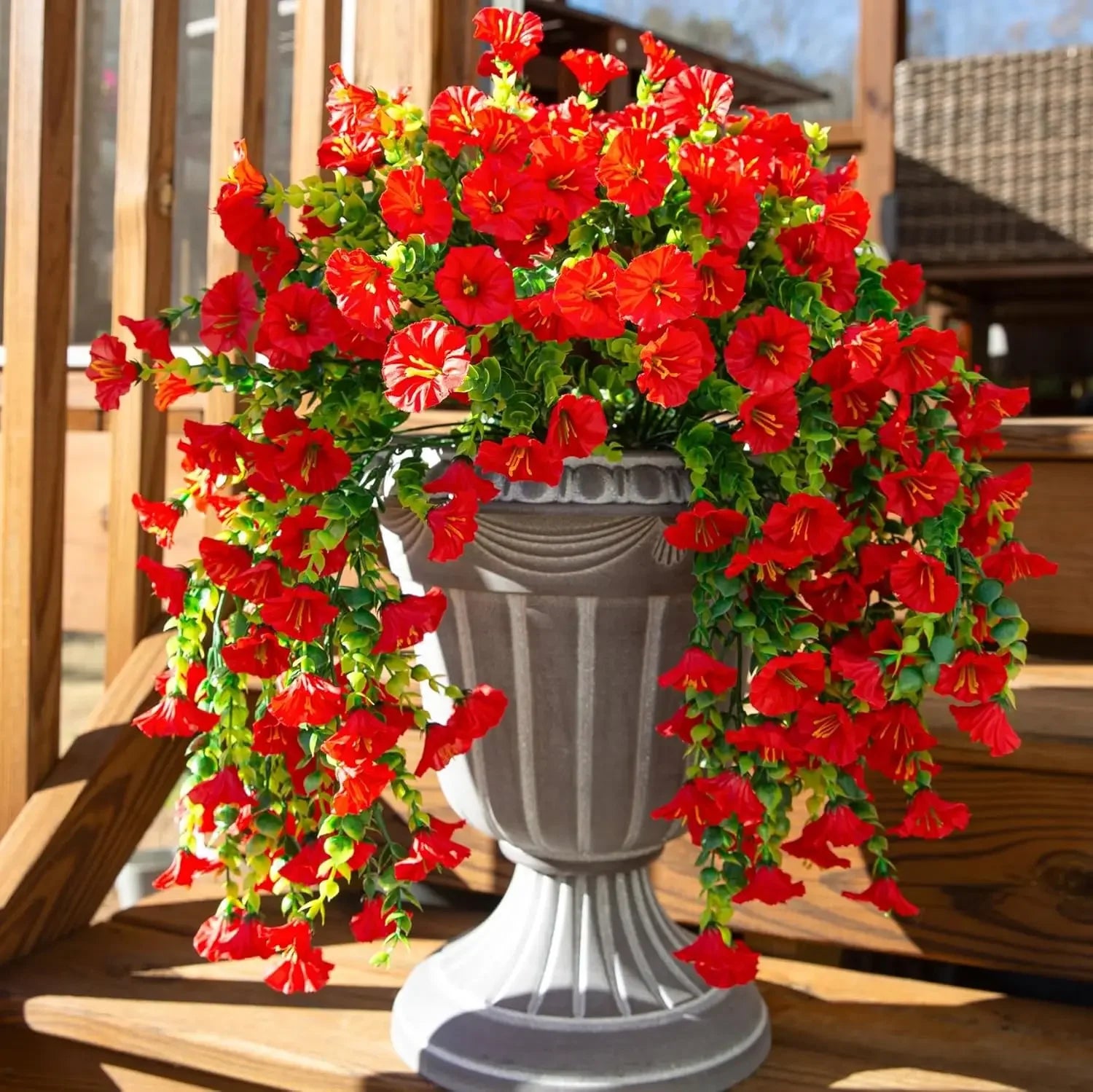 Artificial Hanging Flowers Plants Silk Morning Glory Eucalyptus