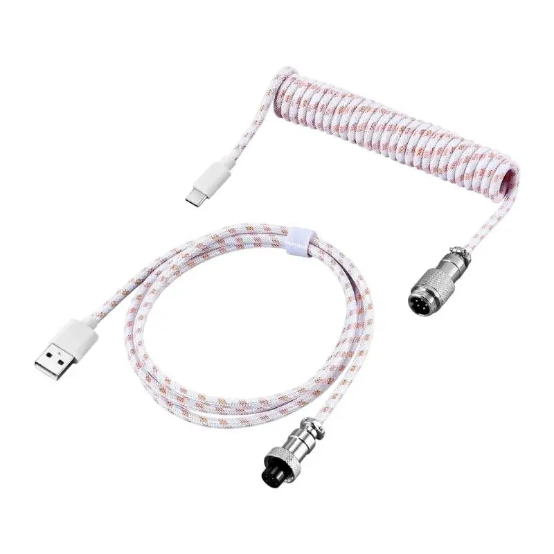 Y1UB Retractable Coiled USB C Keyboard Cable Reinforced Connectors Zpaxo Color CN