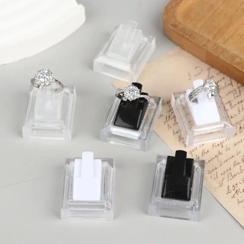 5-Pack Clear Acrylic Ring Display Stands – Jewelry Tray Holder