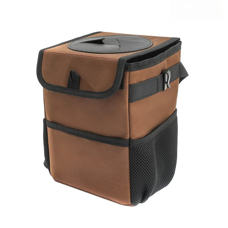 Car Trash Can with Lid & Storage Pockets | Large Capacity