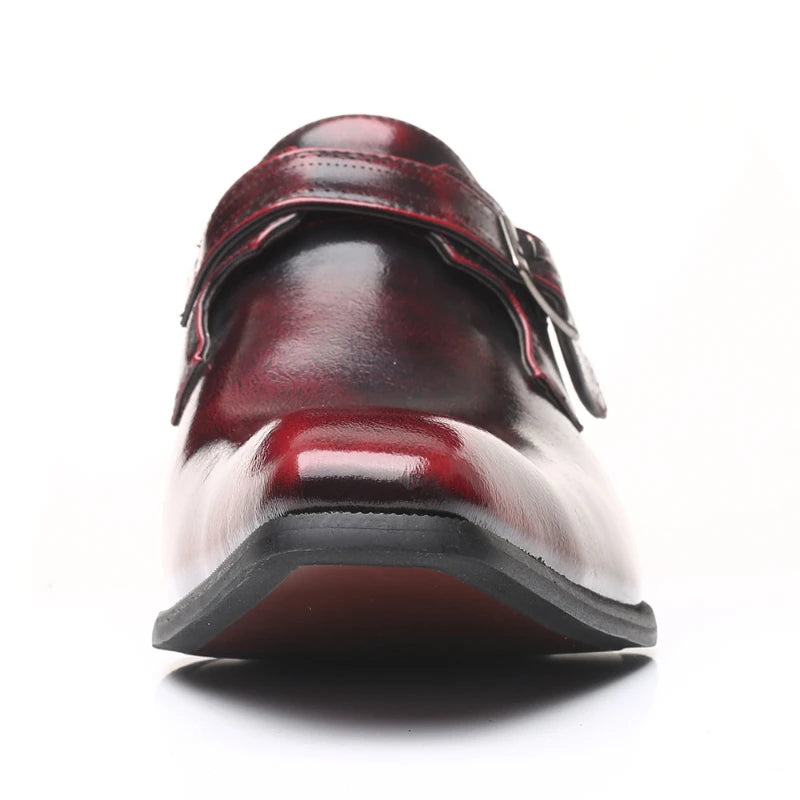 Pointed Toe British Men's Leather Shoes Buckle Low Heel Single Large Zpaxo