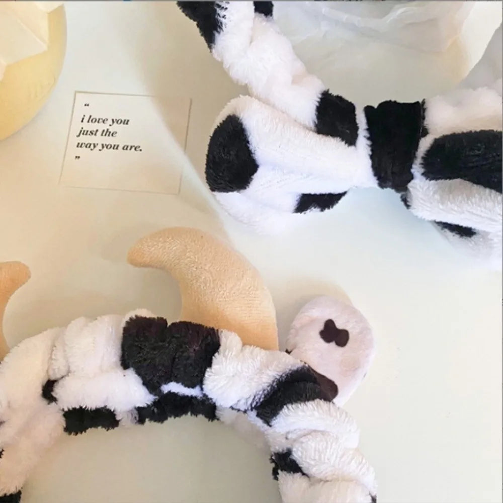 New Cow Patterned Wash Face Headband Cartoon Hair Bands Non-slip Hair Hoop Women Zpaxo