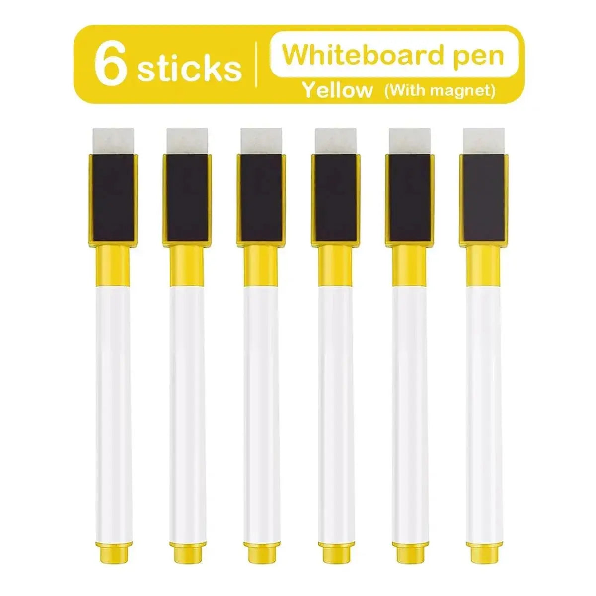 6/8Pcs Magnetic Erasable Whiteboard Pen Color Options Numbering Stationery Office Teaching Supplies For Whiteboard Student Note Zpaxo 6PCS-Yellow