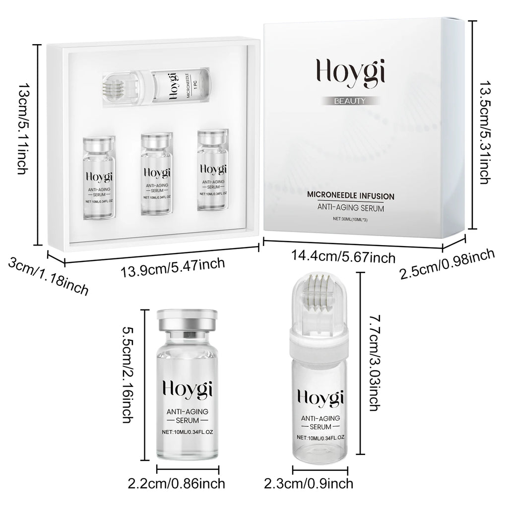 Hoygi Hyaluronic Acid Microneedle Roller Set – Anti-Aging Serum Microneedle Roller Serum Set Zpaxo