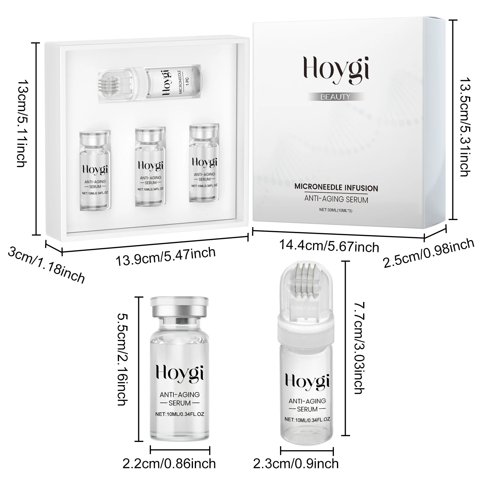 Hoygi Hyaluronic Acid Microneedle Roller Set – Anti-Aging Serum Microneedle Roller Serum Set Zpaxo