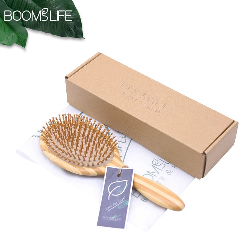 Bamboo Hair Brush Women Wood Hair Comb Wide Teeth Bamboo Airbag Massage Scalp Brush Anti-static Hair Combs for Prevent Hair Loss Zpaxo