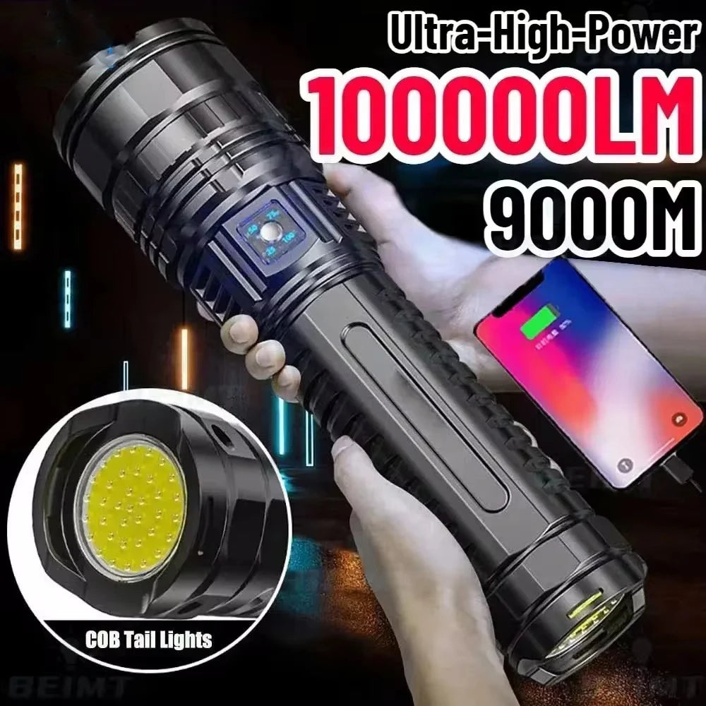 ESMARTER Tactical LED Flashlight 100,000LM – 15000mAh Power Bank