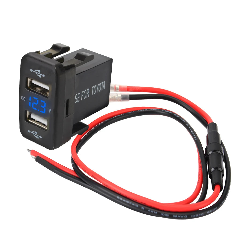 Dual USB QC Car Socket Charger 4 2A Toyota 12-24V Power Adapter