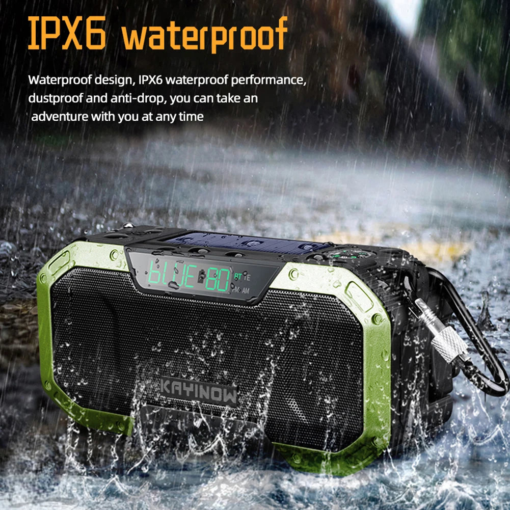 Solar Hand Crank Radio Emergency Weather 5000mAh Power Bank Charger Flash Light SOS Alarm Compass Radio Zpaxo
