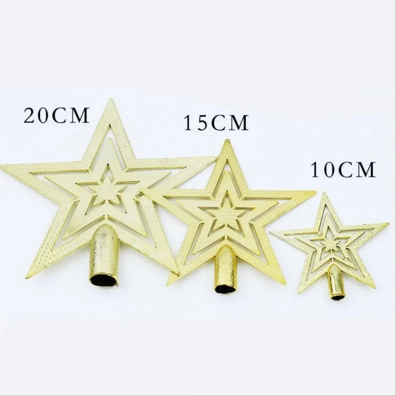 Plastic Christmas Tree Star Five-star Ornament Golden Pendant