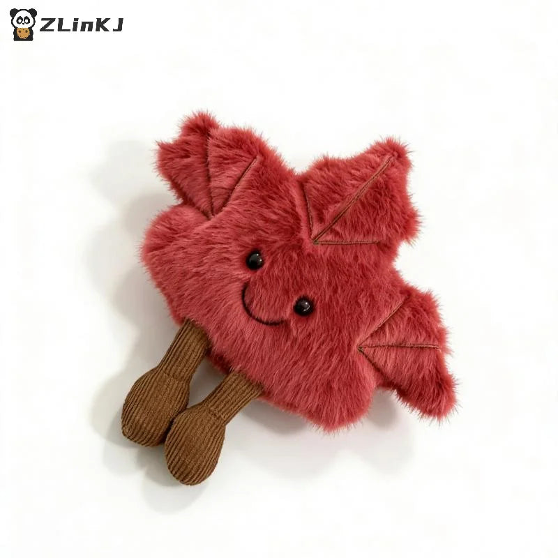 ▶1Pcs Cute Maple Leaf Doll Plush Keychain Toy Gift For Autumn Soft Stuffed Animal Collectible Toys Bag Pendant Zpaxo
