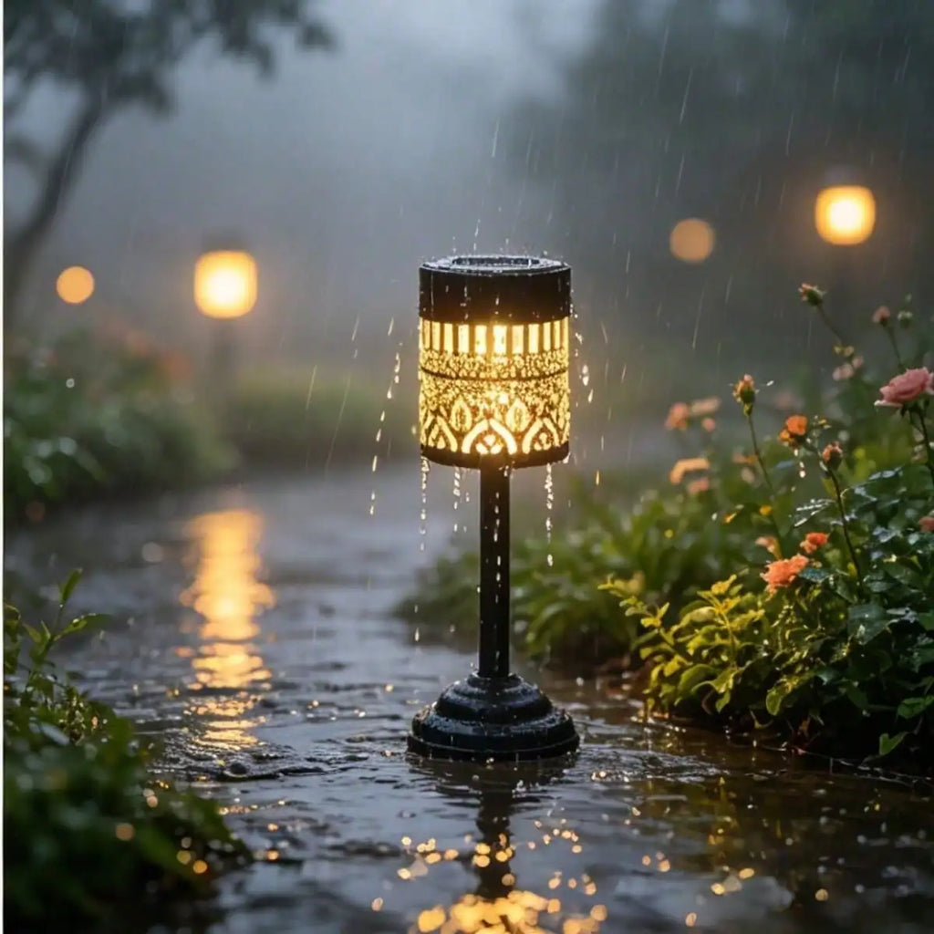 This Large LED Mandala Solar Outdoor Light Comes Portable Stand Emits