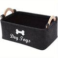 Felt Pet Toy Box, Dog Toy Box, Storage Basket Chest Organizer For Organizing Pet Toys, Blankets, Leashes And Food Zpaxo black