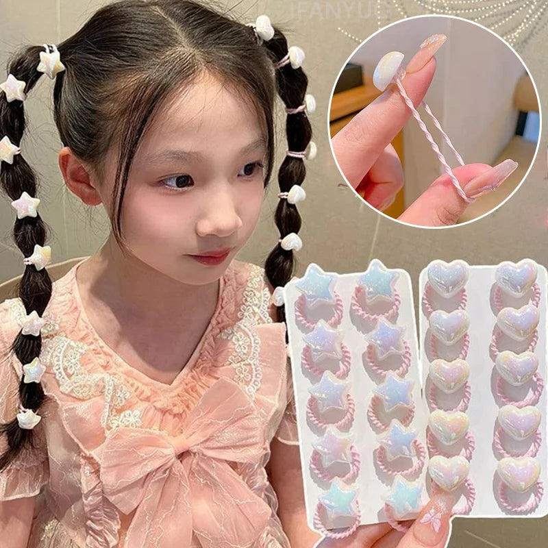 10 Cute Baby Girl Hair Bands Cartoon Love Heart Star Ties Toddler