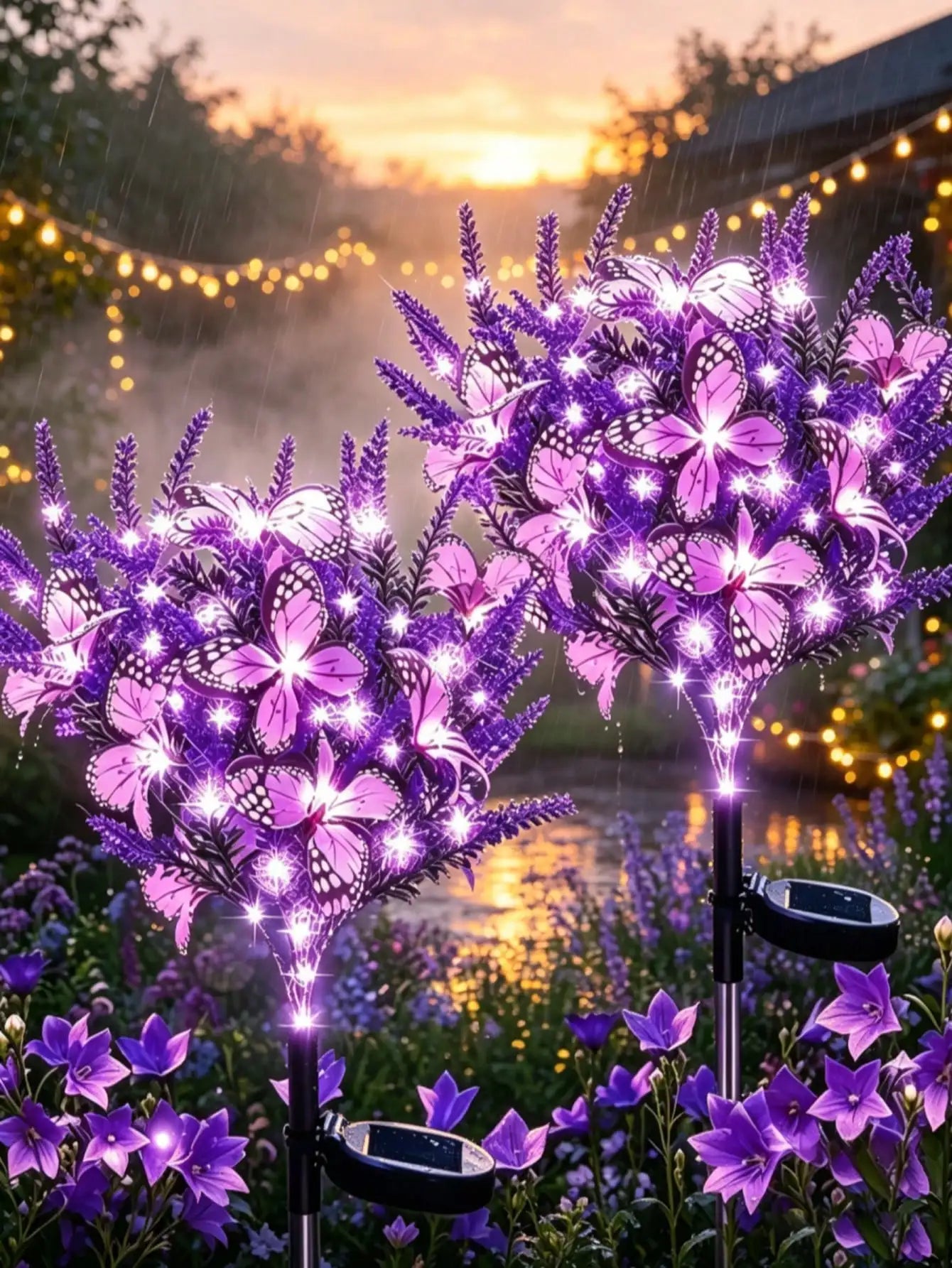 Solar-powered Butterfly Lavender Lamp Outdoor Garden Decorative Light
