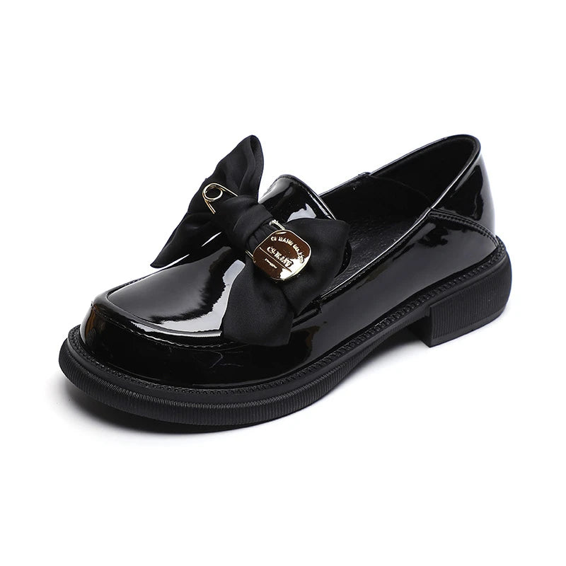 Women Platform Loafers Retro Black Leather Shoes Bow Decor Soft Sole Zpaxo 6826-1 Black 38 China Mainland