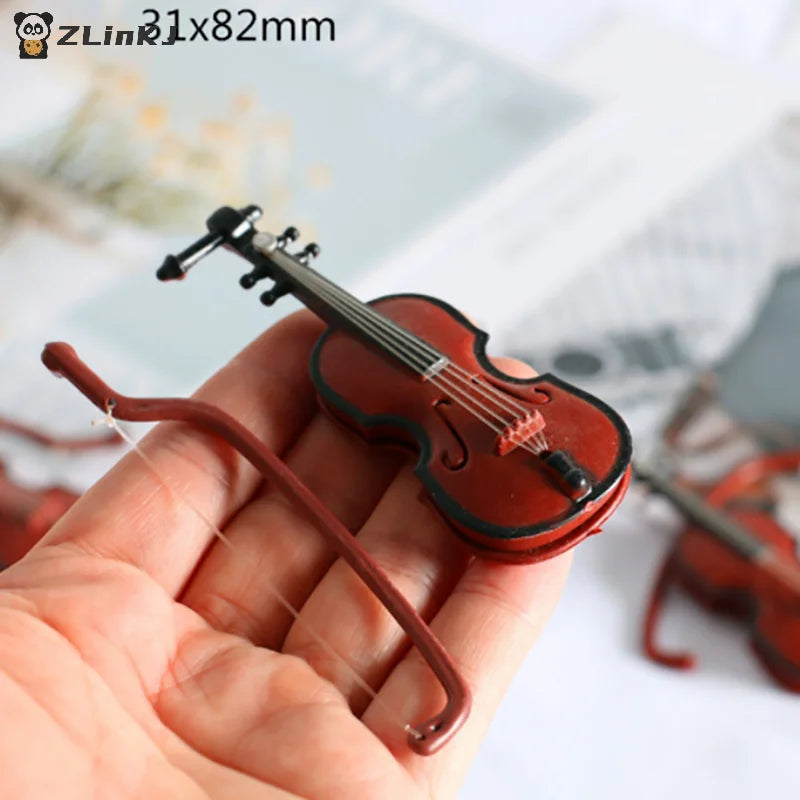▶Dollhouses Mini Violin Model Miniature Musical Instrument Decoration Accessories Zpaxo