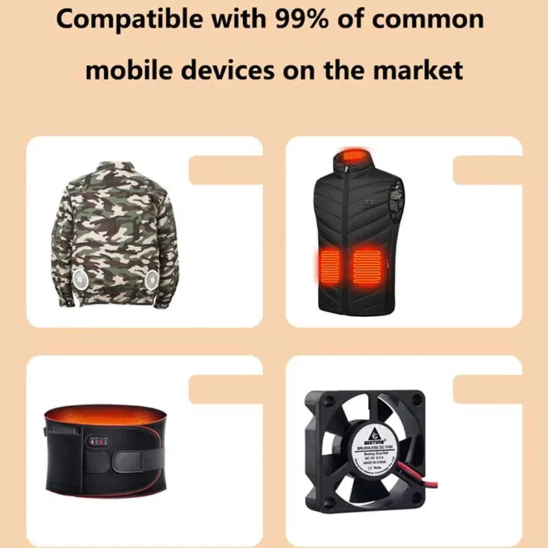 50000mAh PowerBank for Heating Vest Jacket Gloves Heated Auxiliary Battery DC7.4V Portable Powerbank Electric Heating Equipment Zpaxo