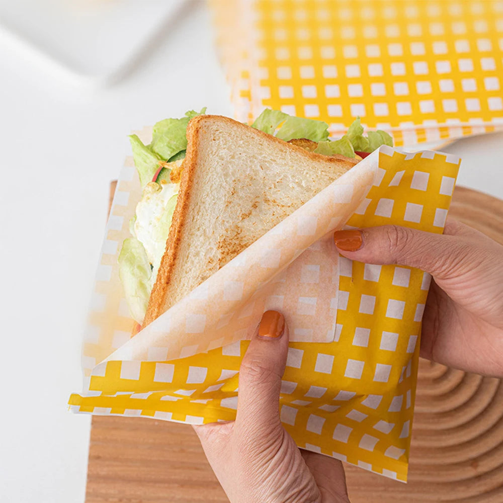 50Pcs Sandwich Wrappers Food Wax Paper Hamburger Fries Bread Baking Oil Paper Wrapping Baking Tools Zpaxo