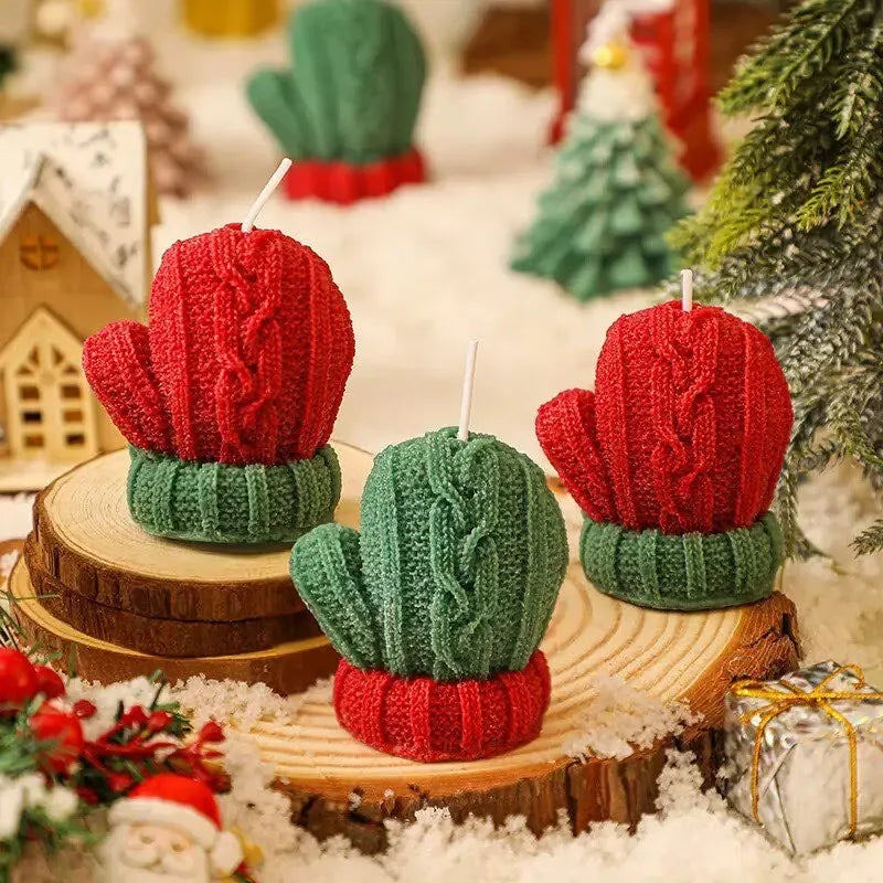 Winter Christmas Scented Candles Atmosphere Mini Wool Gloves Shape Zpaxo