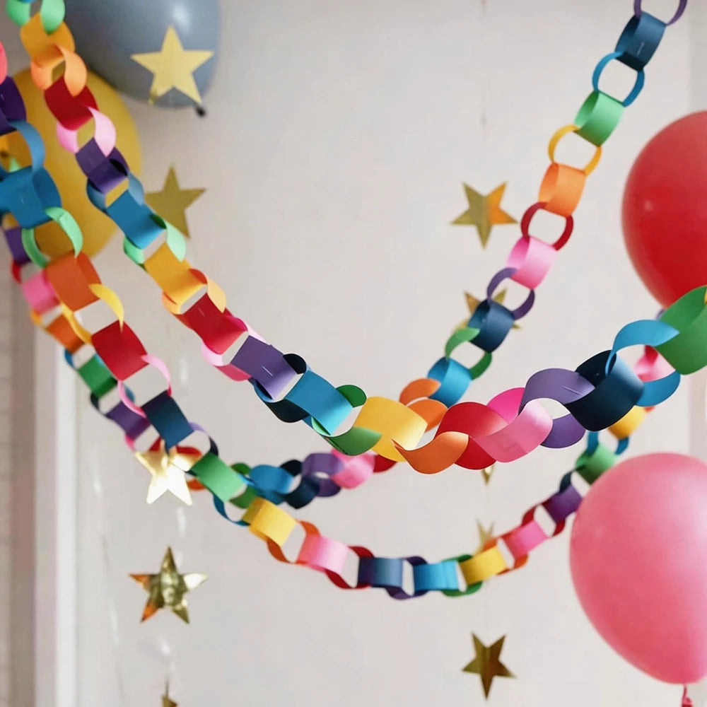 Colorful Paper Chain Garland Strips Double Sided Tape DIY Zpaxo Rainbow