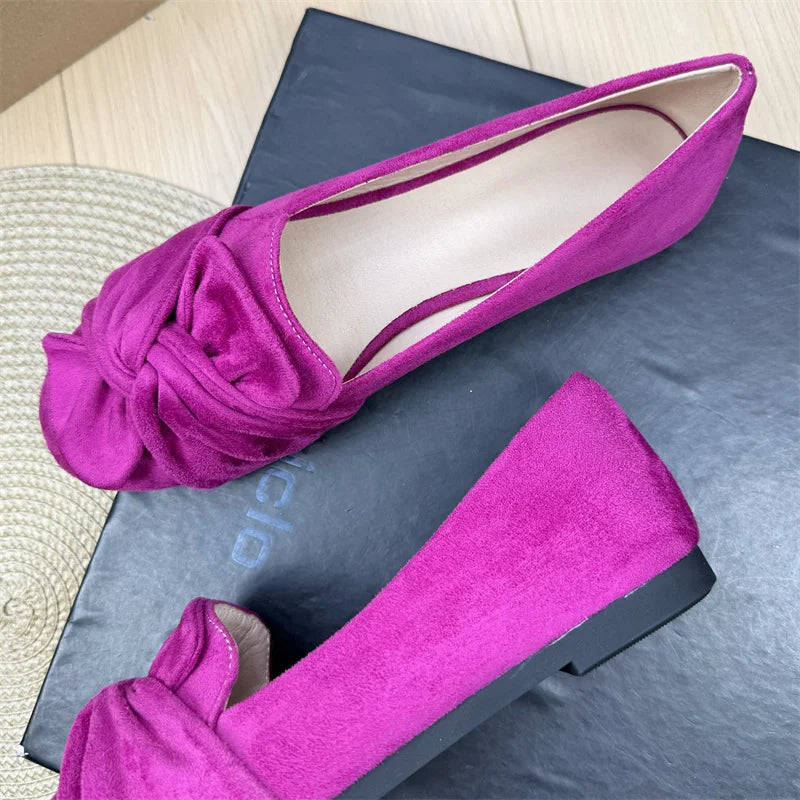 Flat Shoes for Women French Women's Shoes Spring and Autumn 2025 New Round Toe Butterfly Bow Plus Size Women's Shoes Zpaxo