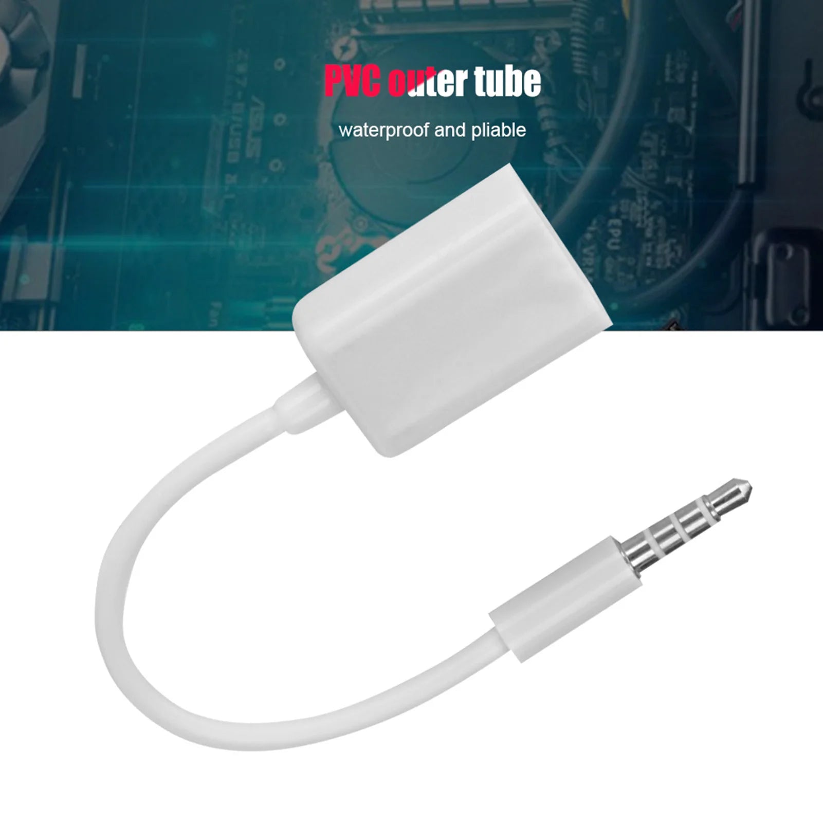 Male Plug Jack USB Female AUX Audio Cable Converter Adapter Cord
