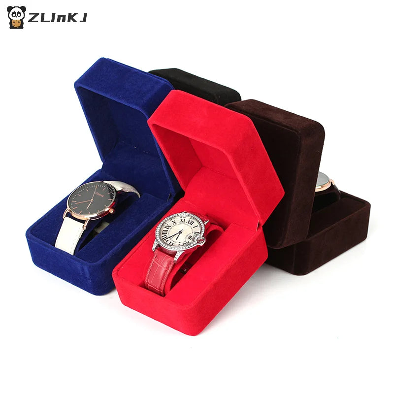 ▶1Pcs Watch Box Fashion Velvet Round Corner Smartwatch Clock Storage Case Jewelry Accessories Business Packaging Boxes Zpaxo