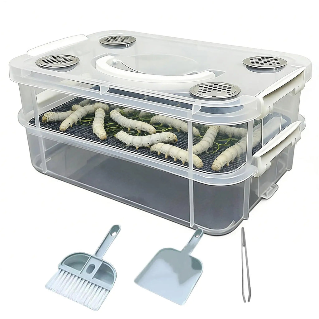 Mealworm Farm Double Layer Transparent Feeding Box Insect Container