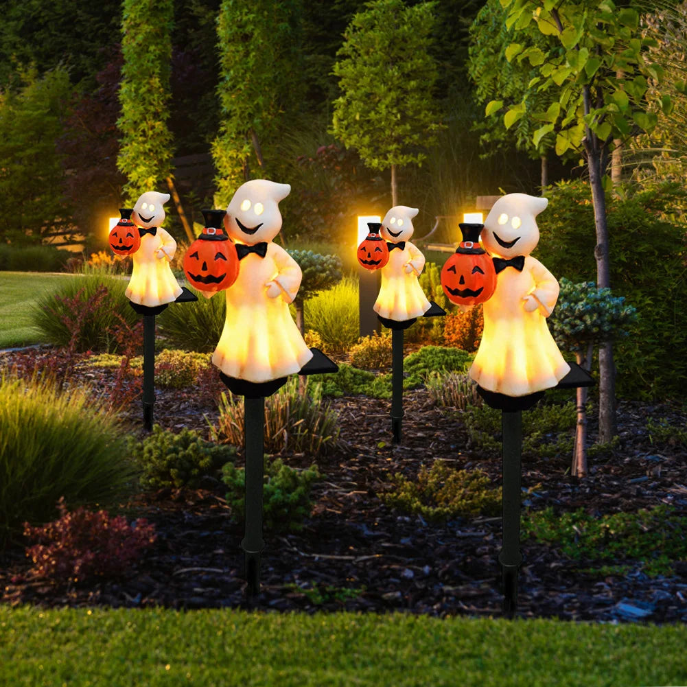 Halloween Ghost Lights Outdoor Pumpkin Lamp Stakes Solar Pathway