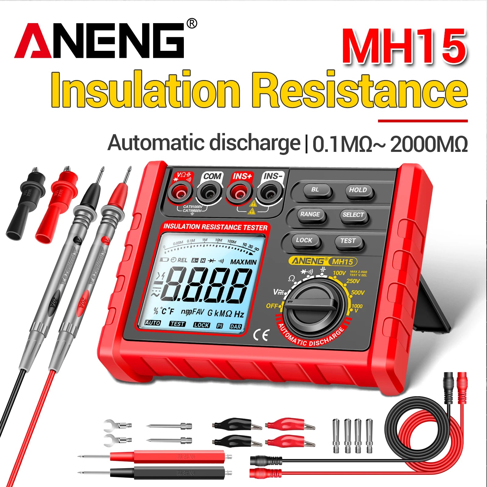 ANENG MH15 Digital Megohmmeter 1000V Voltage Insulation Test 2000M